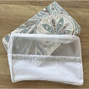 Crate & Barrel LINDSEY Blue Paisley King Bed Skirt 100% Cotton NEW in Package